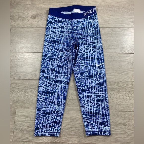 Nike Pro Cool Tracer Capri 3/4 Tights Deep Royal Blue/Game Royal/White - Picture 5 of 14